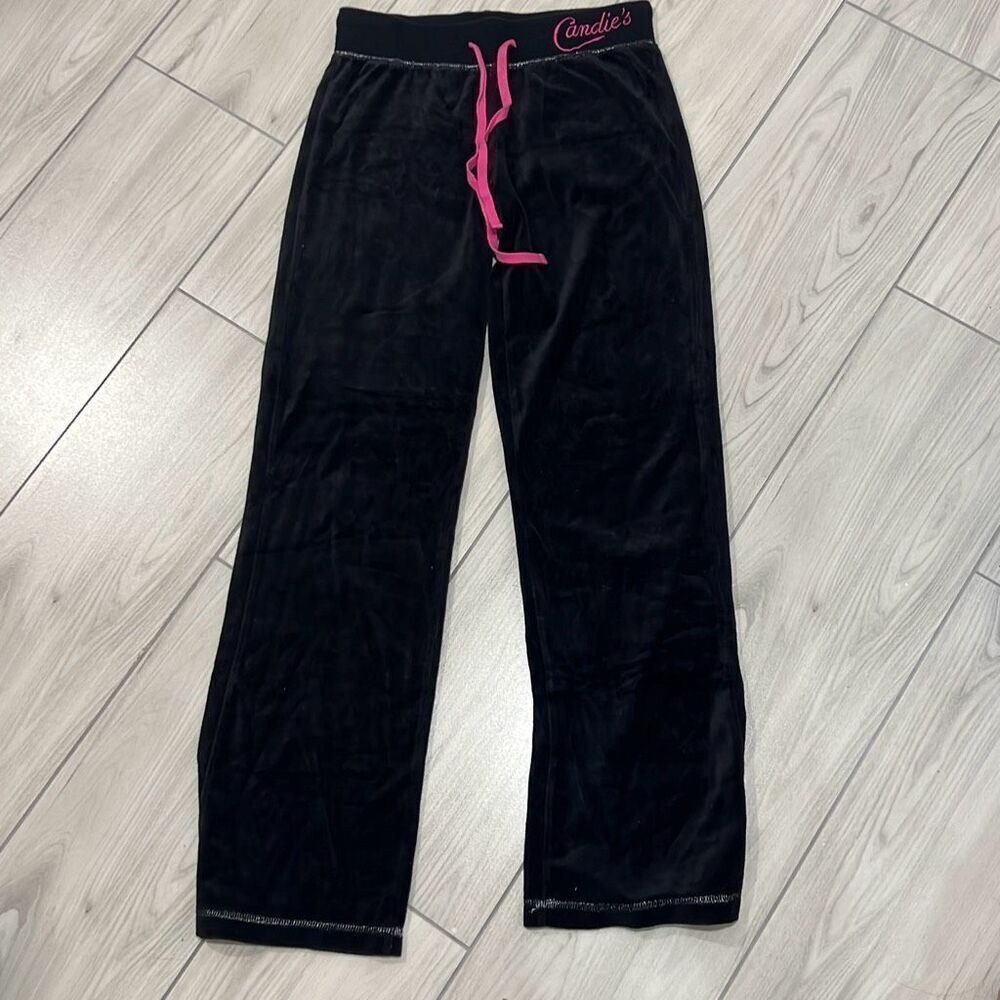 Candies women's vintage black sweatpants size small with pink trim‎